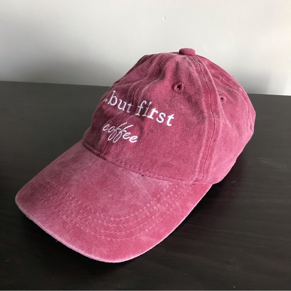 5 for $25! 💕 But First, Coffee Pink Embroidered Baseball HAT 😏 - Picture 8 of 8